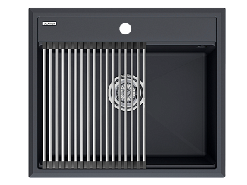 Кухонная мойка + коландер Paulmark PM115951-AN+R375-BS 60х50 цвет черный